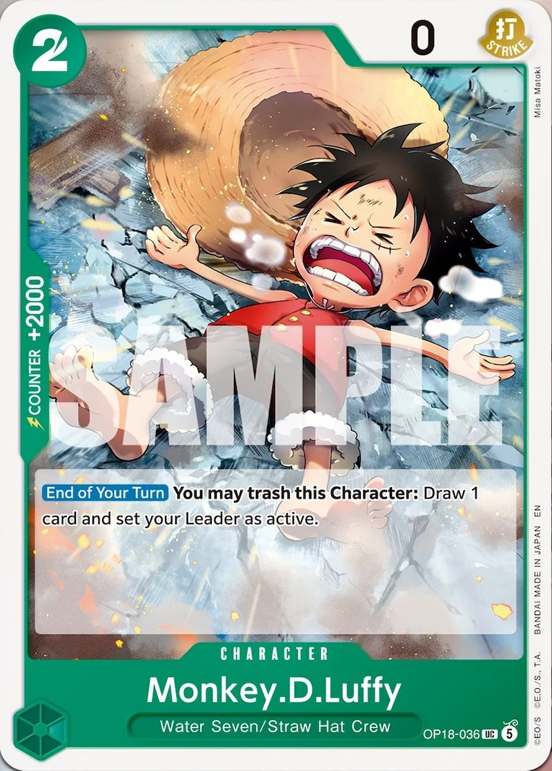 Carte One Piece anglaise Monkey.D.Luffy OP18-036 UC