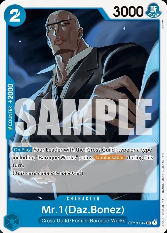 Carte One Piece anglaise Mr.1(Daz.Bonez) OP18-047 UC
