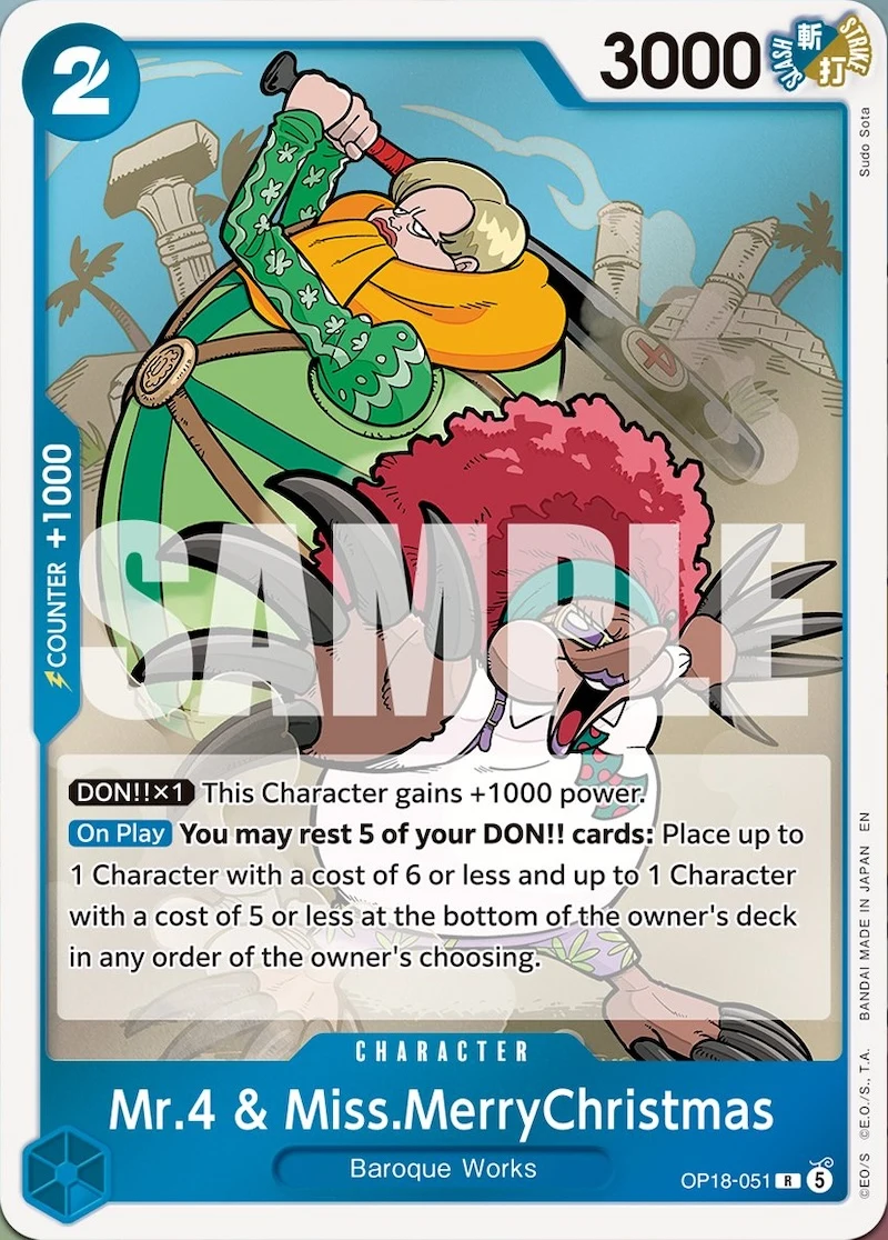 Carte One Piece anglaise Mr.4 & Miss.MerryChristmas OP18-051 R