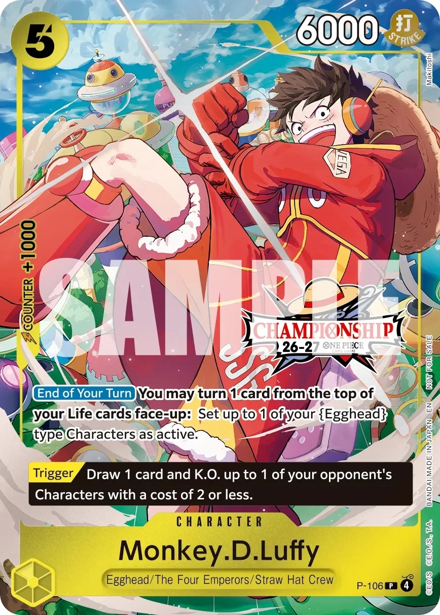 Carte One Piece anglaise Monkey.D.Luffy P-106 P