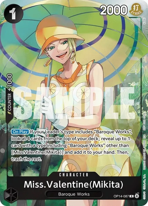 Carte One Piece anglaise OP14-087 Miss.Valentine(Mikita)