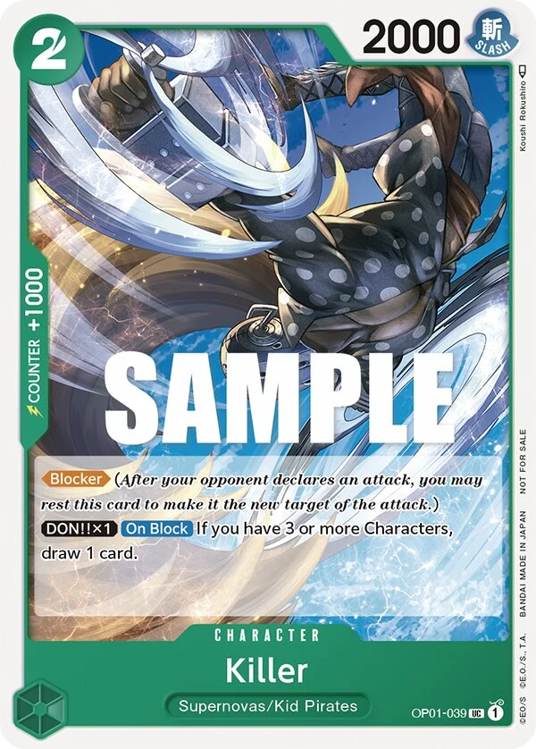 Carte One Piece anglaise Killer OP01-039 UC