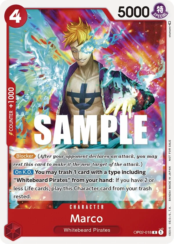 Carte One Piece anglaise Marco OP02-018 R