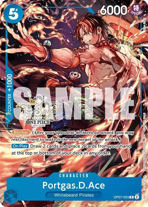 Carte One Piece anglaise OP07-053 Portgas.D.Ace