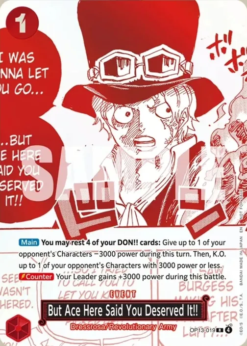 Carte One Piece anglaise OP13-019 But Ace Here Said You Deserved It!!