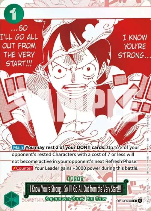 Carte One Piece anglaise OP13-040 I Know You're Strong... So I'll Go All Out from the Very Start!!!