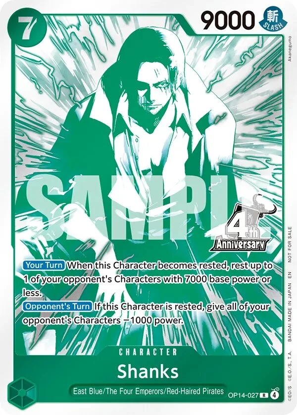 Carte One Piece anglaise Shanks OP14-027 R
