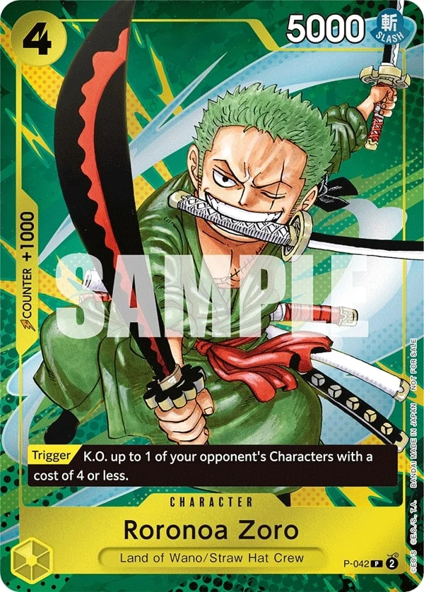 Carte One Piece anglaise Roronoa Zoro P-042 P