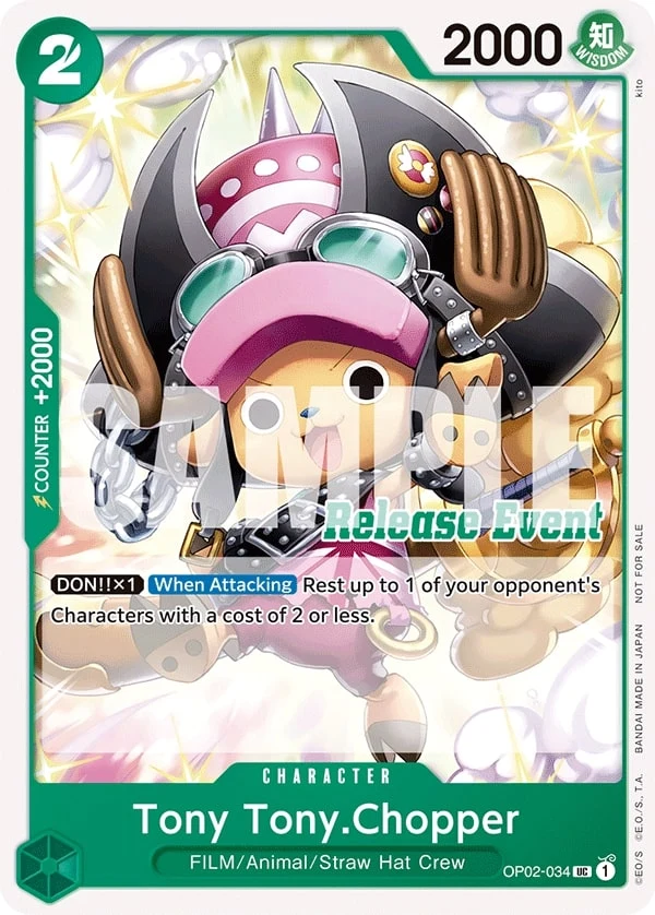 Carte One Piece anglaise Tony Tony.Chopper OP02-034 UC