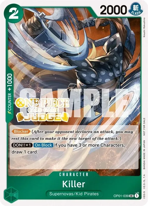 Carte One Piece anglaise OP01-039 Killer