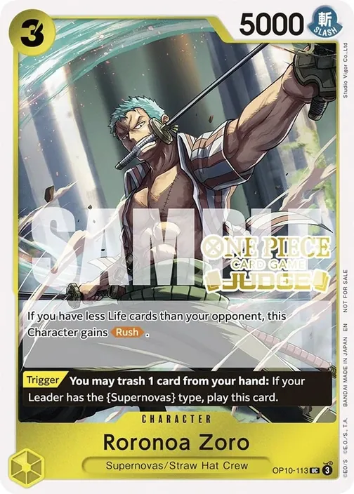 Carte One Piece anglaise OP10-113 Roronoa Zoro