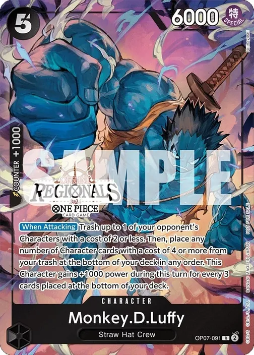 Carte One Piece anglaise OP07-091 Monkey.D.Luffy