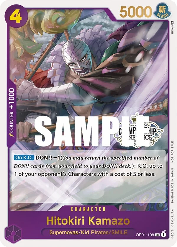 Carte One Piece anglaise Hitokiri Kamazo OP01-108 UC