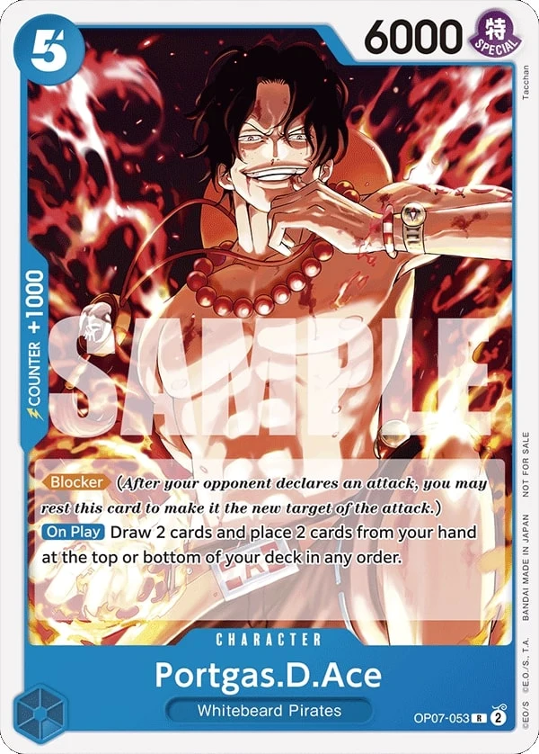 Carte One Piece anglaise Portgas.D.Ace OP07-053 R