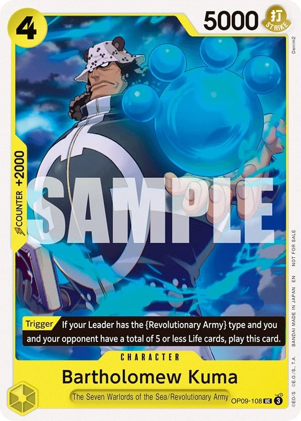 Carte One Piece anglaise Bartholomew Kuma OP09-108 UC