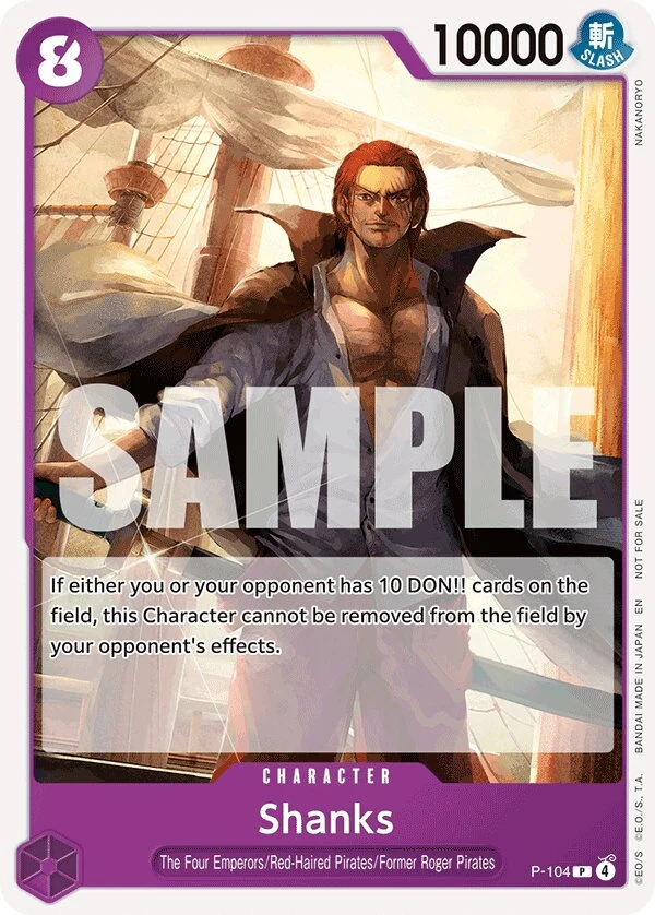 Carte One Piece anglaise Shanks P-104 P