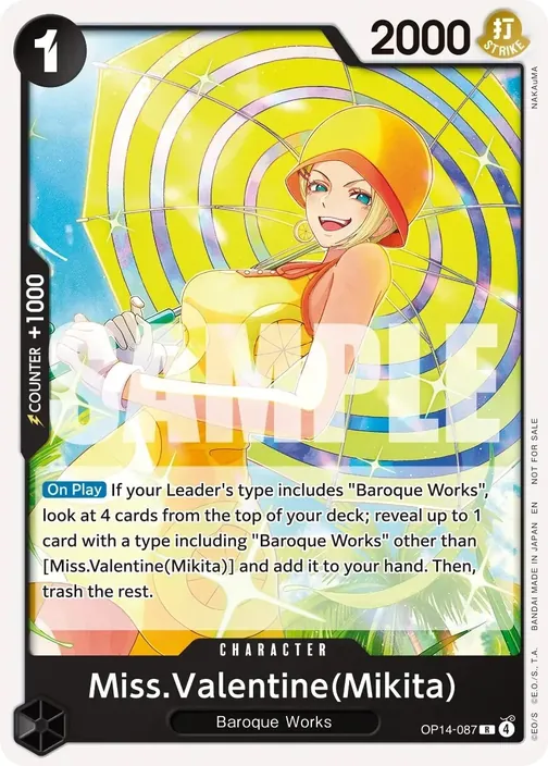 Carte One Piece anglaise OP14-087 Miss.Valentine(Mikita)