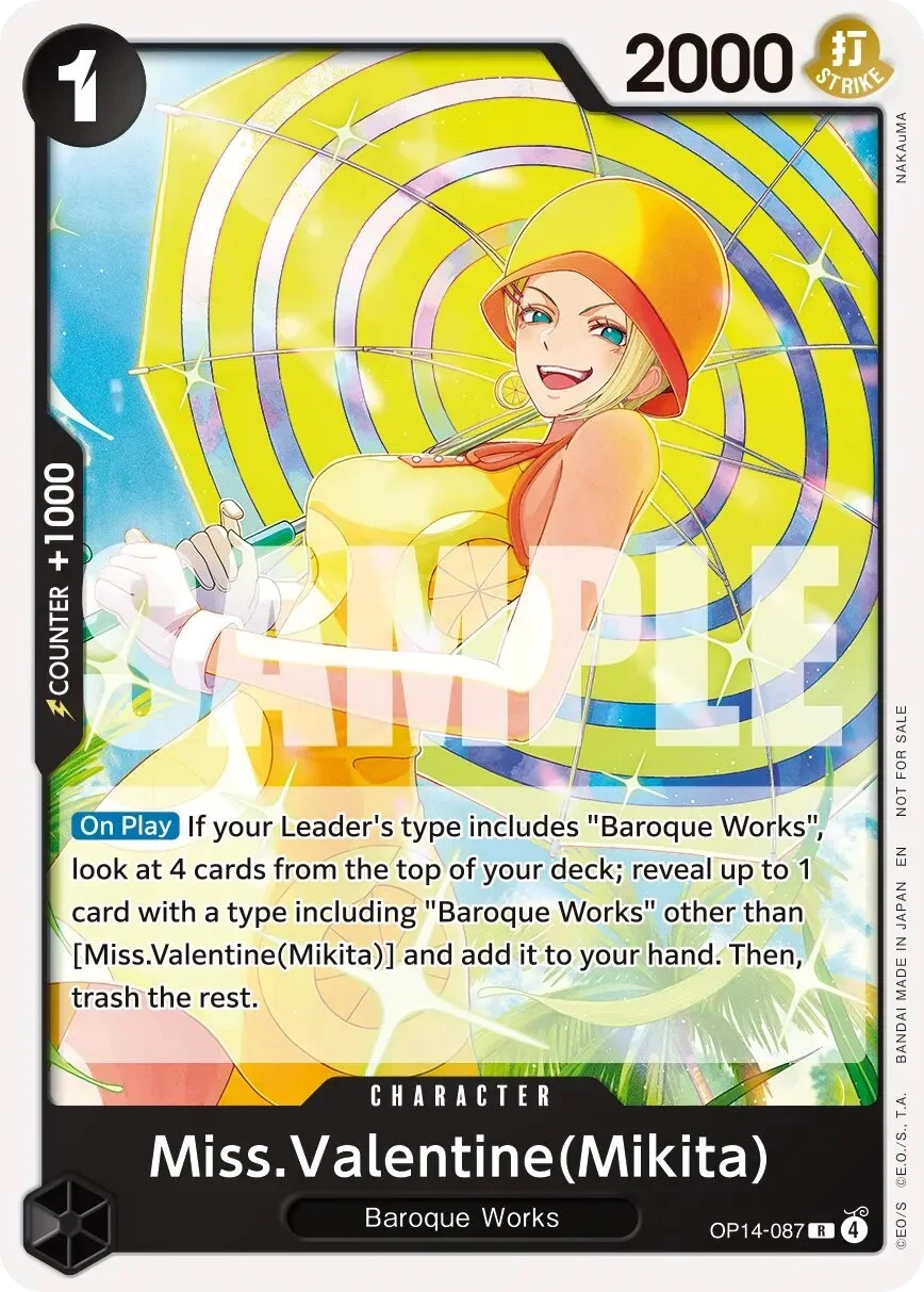 Carte One Piece anglaise Miss.Valentine(Mikita) OP14-087 R