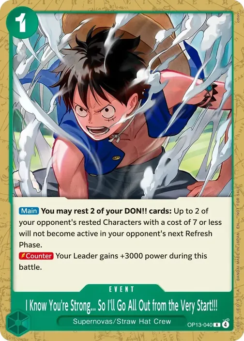 Carte One Piece anglaise OP13-040 I Know You're Strong... So I'll Go All Out from the Very Start!!!
