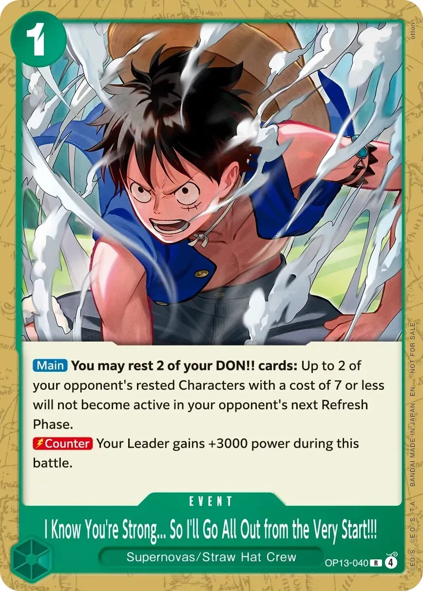 Carte One Piece anglaise I Know You're Strong... So I'll Go All Out from the Very Start!!! OP13-040 R
