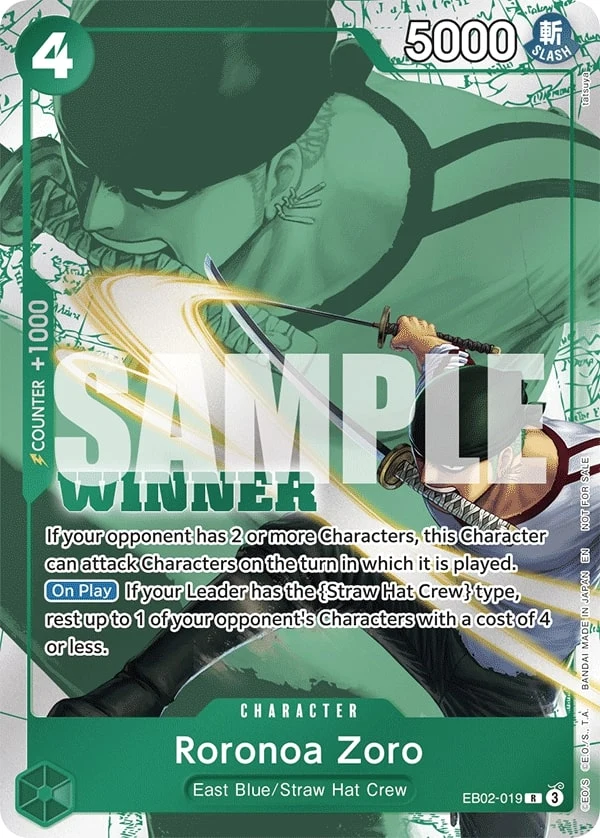 Carte One Piece anglaise Roronoa Zoro EB02-019 R