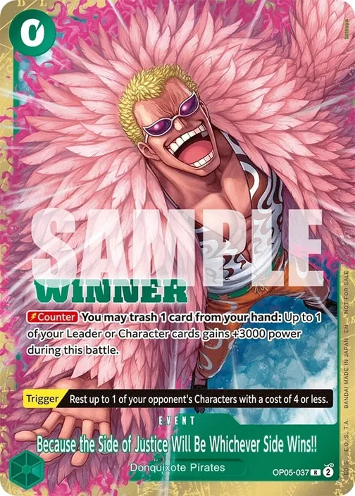 Carte One Piece anglaise OP05-037 Because the Side of Justice Will Be Whichever Side Wins!!