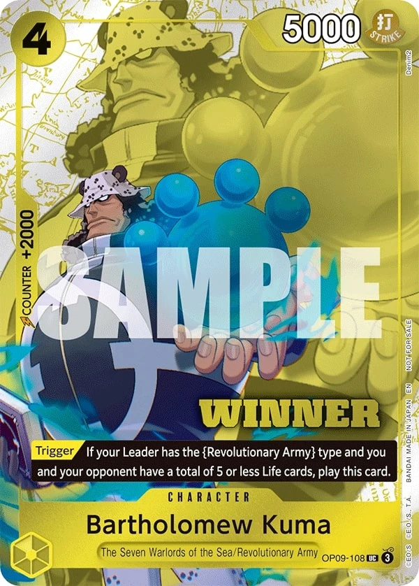 Carte One Piece anglaise Bartholomew Kuma OP09-108 UC