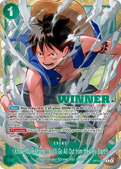 Carte One Piece anglaise OP13-040 I Know You're Strong... So I'll Go All Out from the Very Start!!!