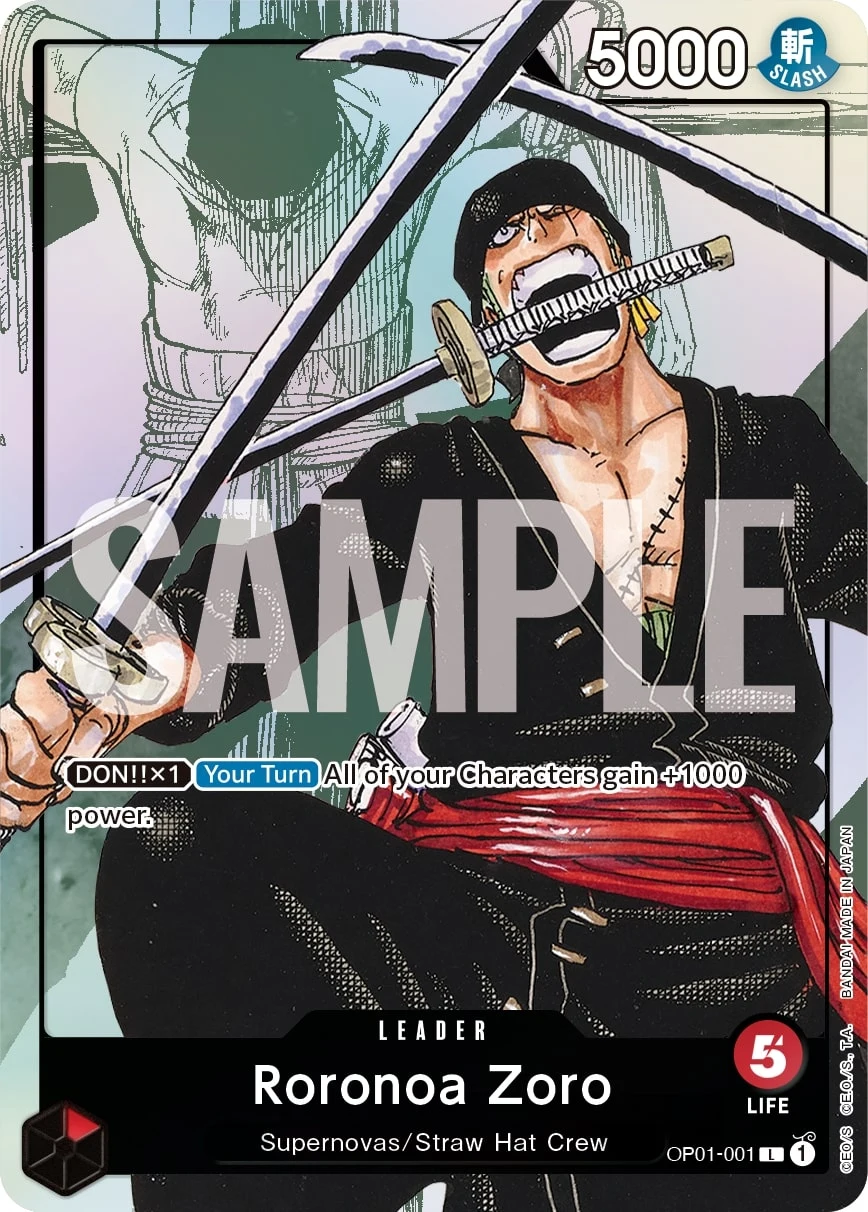 Carte One Piece anglaise Roronoa Zoro OP01-001 L