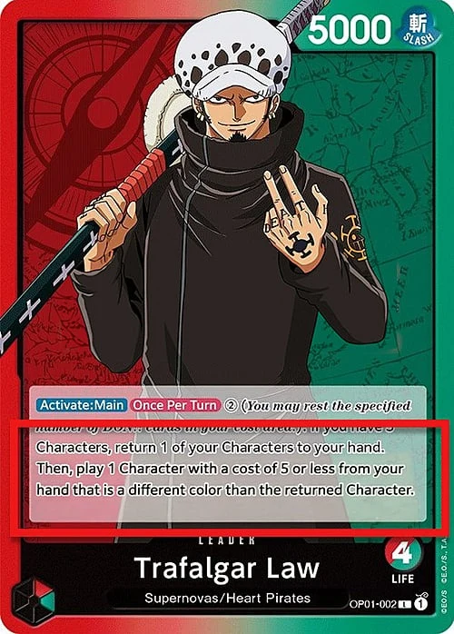 Carte One Piece anglaise OP01-002 Trafalgar Law