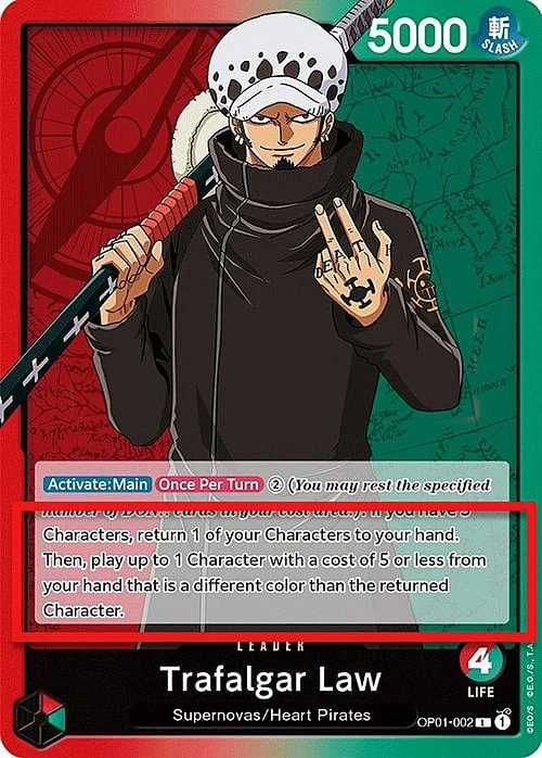 Carte One Piece anglaise OP01-002 Trafalgar Law (version 2)