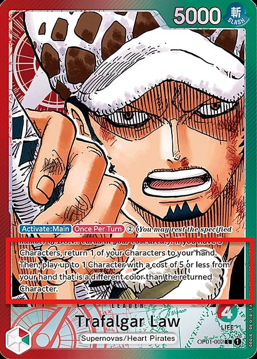 Carte One Piece anglaise OP01-002 Trafalgar Law (version 3)