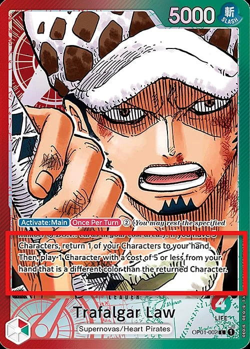 Carte One Piece anglaise OP01-002 Trafalgar Law (version 3)