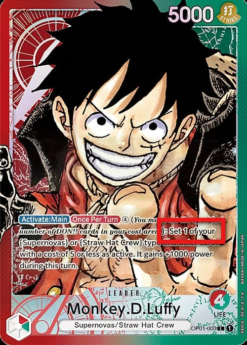 Carte One Piece anglaise OP01-003 Monkey.D.Luffy (version 2)