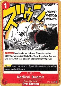 Carte One Piece anglaise OP01-029 Radical Beam!!