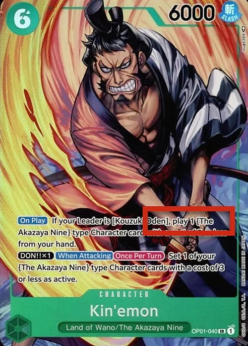 Carte One Piece anglaise OP01-040 Kin'emon (version 2)