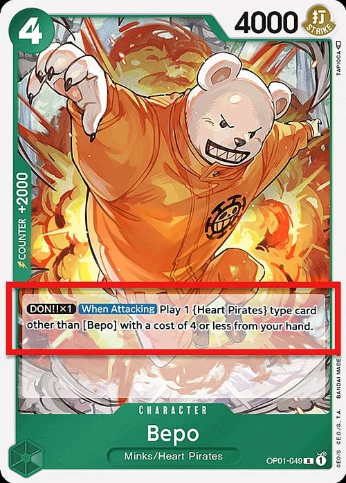 Carte One Piece anglaise OP01-049 Bepo