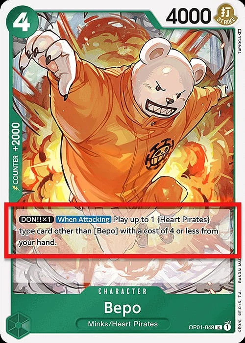 Carte One Piece anglaise OP01-049 Bepo (version 2)