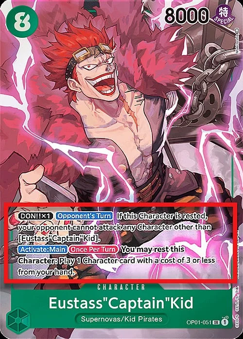 Carte One Piece anglaise OP01-051 Eustass"Captain"Kid (version 2)