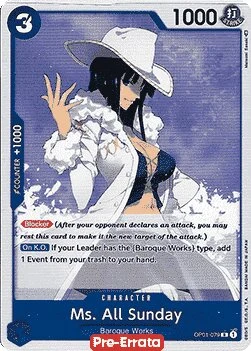 Carte One Piece anglaise OP01-079 Ms. All Sunday