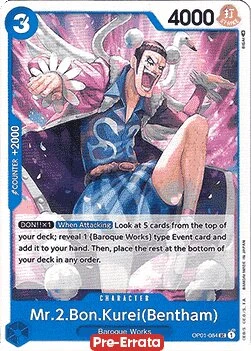 Carte One Piece anglaise OP01-084 Mr.2.Bon.Kurei(Bentham)