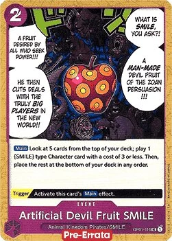Carte One Piece anglaise OP01-116 Artificial Devil Fruit SMILE