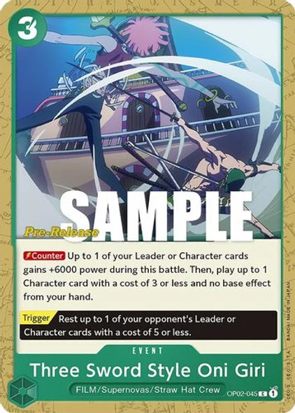 Carte One Piece anglaise OP02-045 Three Sword Style Oni Giri