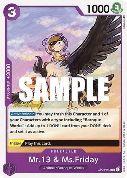 Carte One Piece anglaise OP04-073 Mr.13 & Ms.Friday