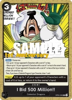 Carte One Piece anglaise OP05-096 I Bid 500 Million!!