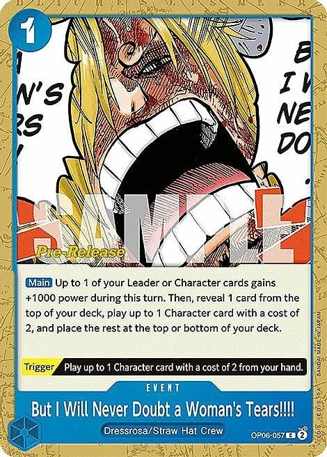Carte One Piece anglaise OP06-057 But I Will Never Doubt a Woman's Tears!!!!