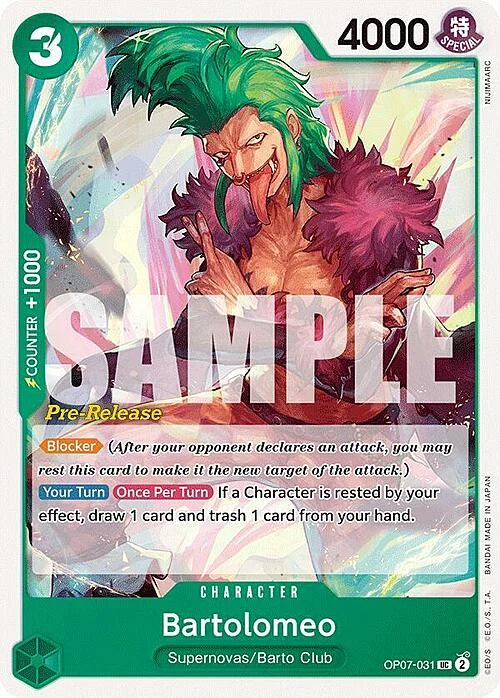 Carte One Piece anglaise OP07-031 Bartolomeo