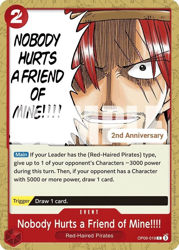 Carte One Piece anglaise Nobody Hurts a Friend of Mine!!!! OP09-019 C