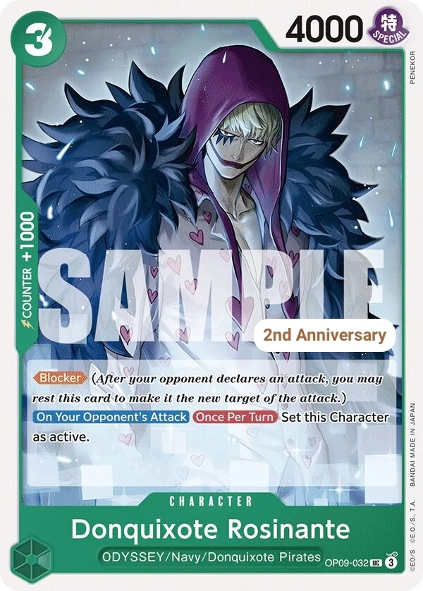 Carte One Piece anglaise Donquixote Rosinante OP09-032 UC
