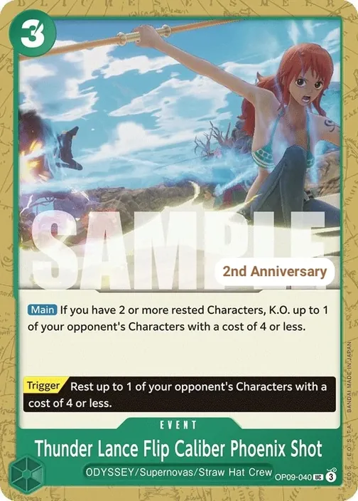 Carte One Piece anglaise OP09-040 Thunder Lance Flip Caliber Phoenix Shot